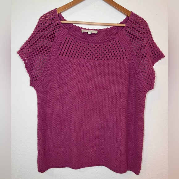 LOFT Purple Knit Top - Picture 1 of 6